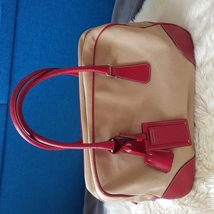 Prada Russo Red Beige Canapa Bauletto